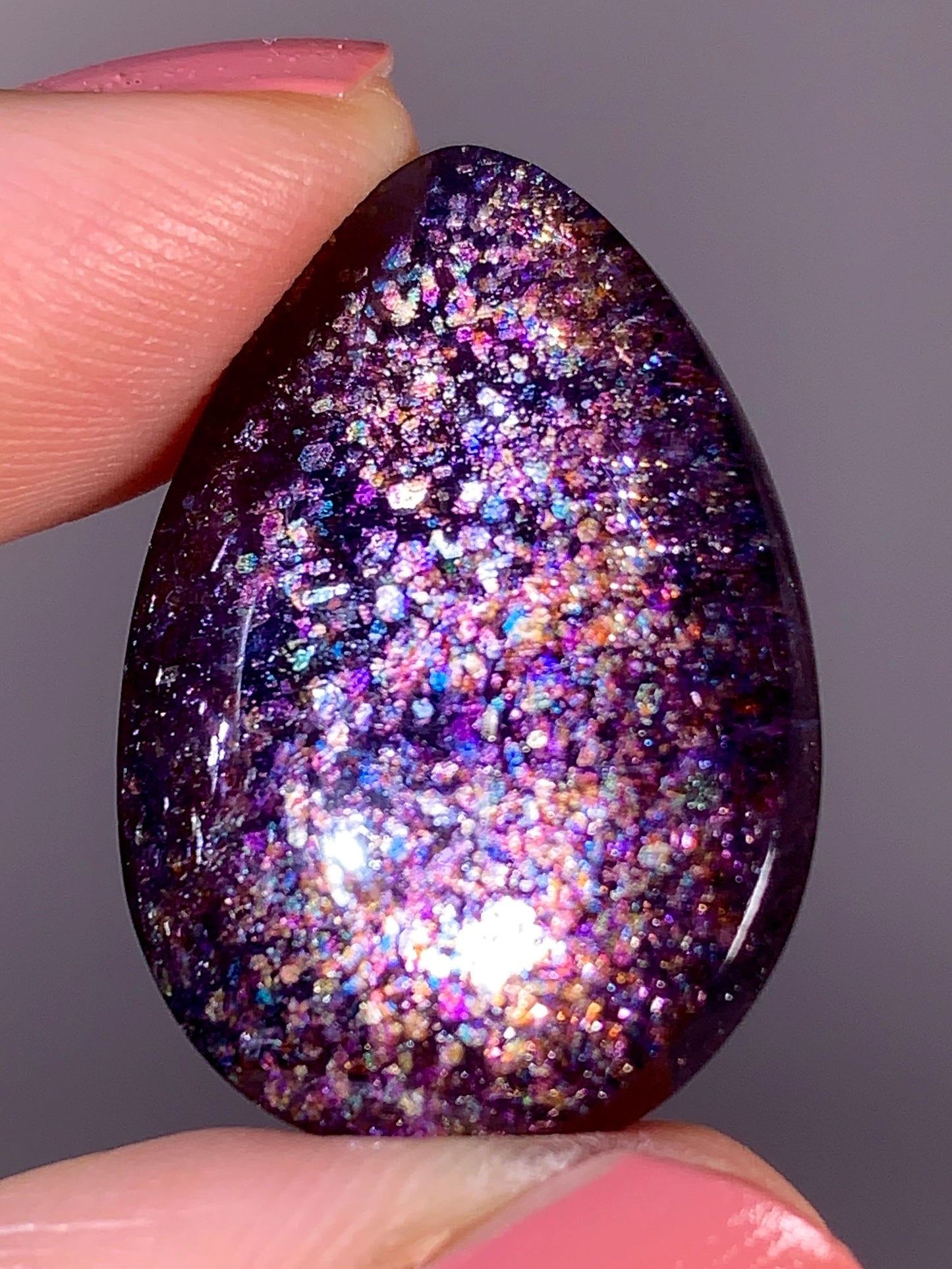 Collector-Grade Galaxy Iolite & Sunstone Bloodshot Double-Sided Cabochon | Tanzania