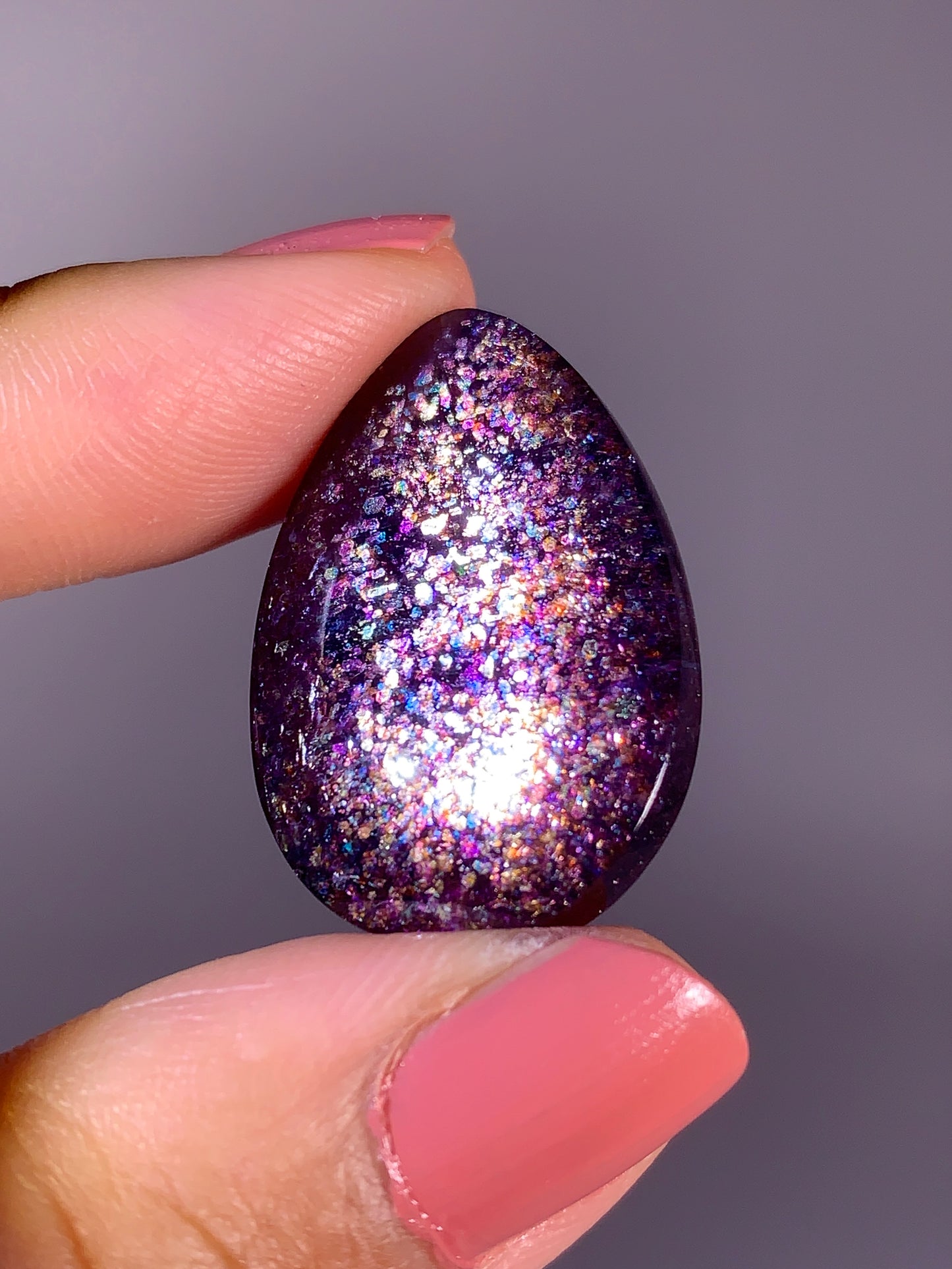 Collector-Grade Galaxy Iolite & Sunstone Bloodshot Double-Sided Cabochon | Tanzania