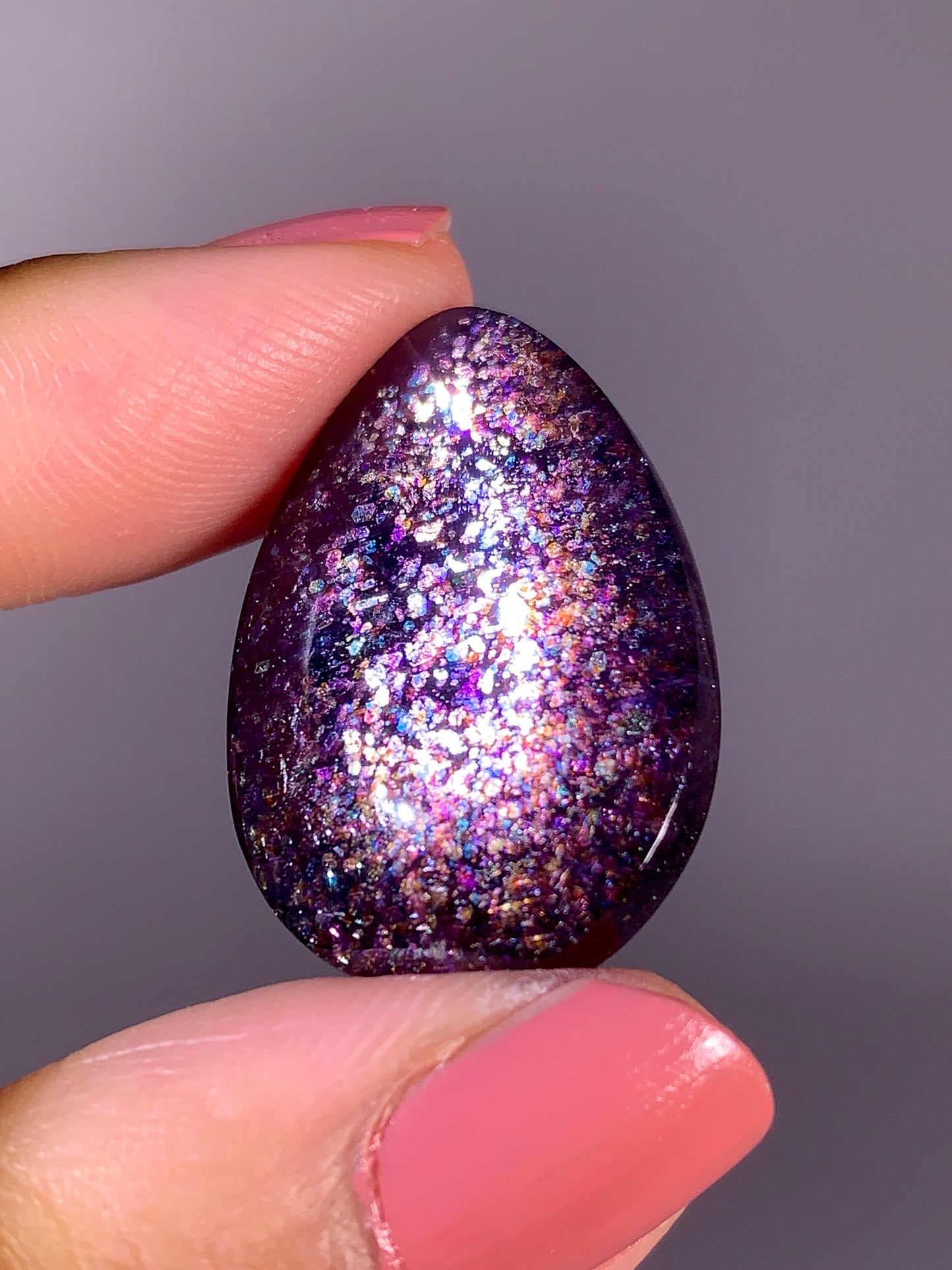 Collector-Grade Galaxy Iolite & Sunstone Bloodshot Double-Sided Cabochon | Tanzania