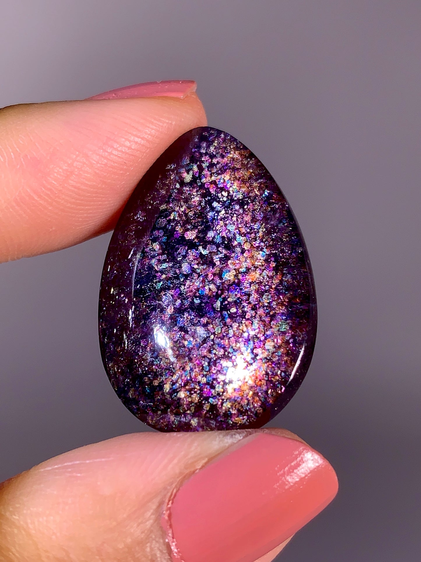 Collector-Grade Galaxy Iolite & Sunstone Bloodshot Double-Sided Cabochon | Tanzania