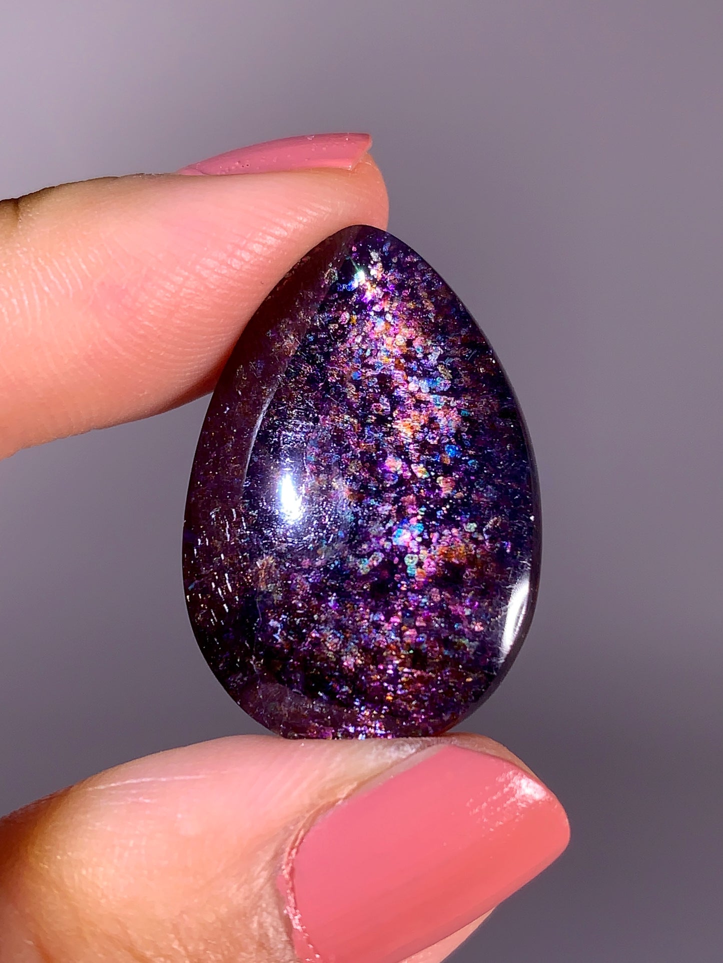 Collector-Grade Galaxy Iolite & Sunstone Bloodshot Double-Sided Cabochon | Tanzania
