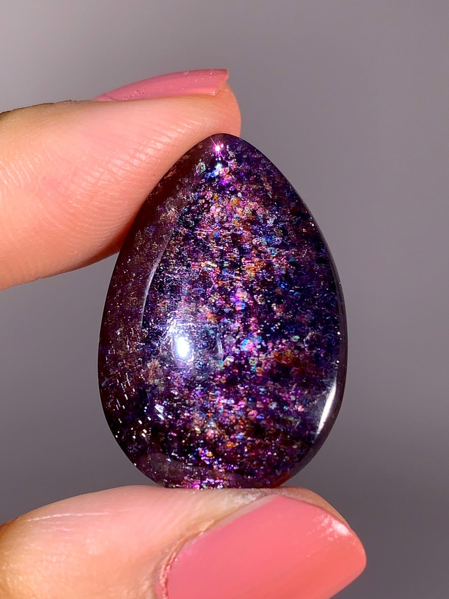 Collector-Grade Galaxy Iolite & Sunstone Bloodshot Double-Sided Cabochon | Tanzania