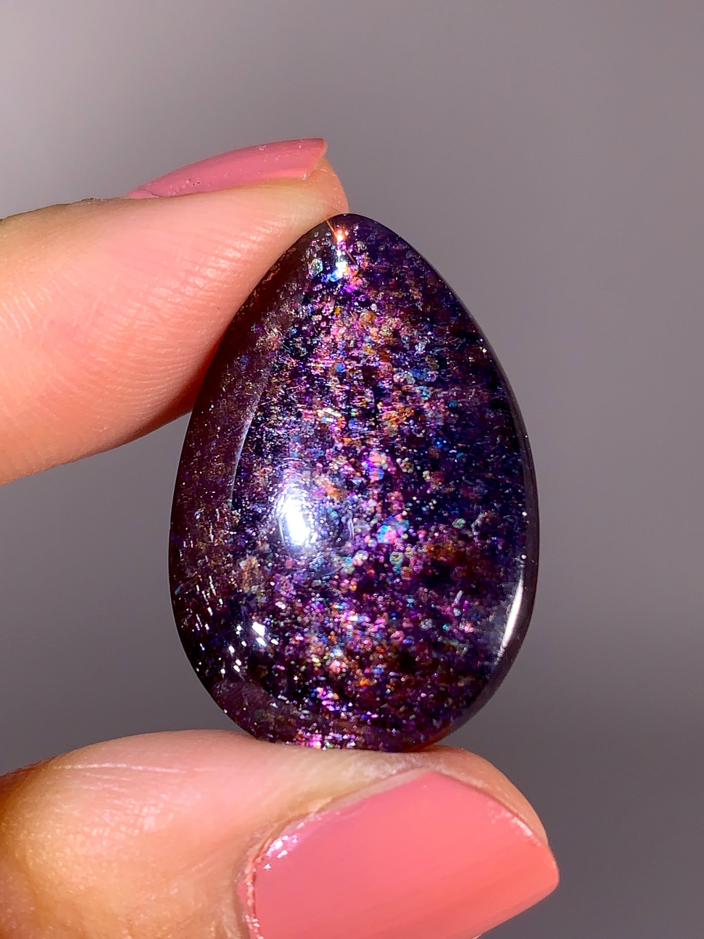 Collector-Grade Galaxy Iolite & Sunstone Bloodshot Double-Sided Cabochon | Tanzania