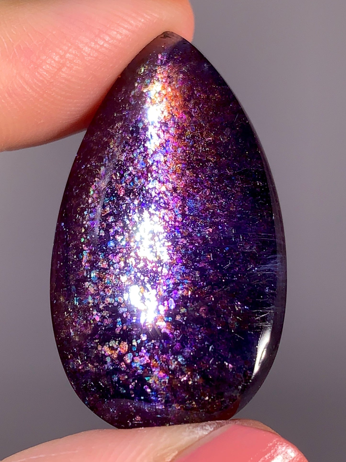 Collector-Grade Galaxy Iolite & Sunstone Bloodshot Double-Sided Cabochon | Tanzania