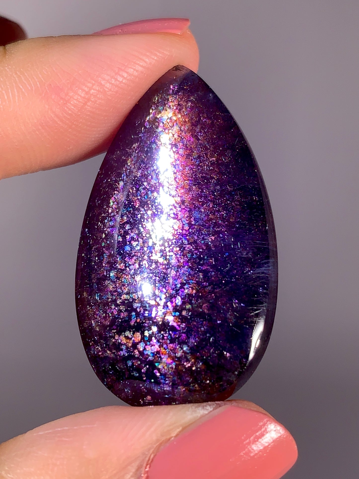 Collector-Grade Galaxy Iolite & Sunstone Bloodshot Double-Sided Cabochon | Tanzania