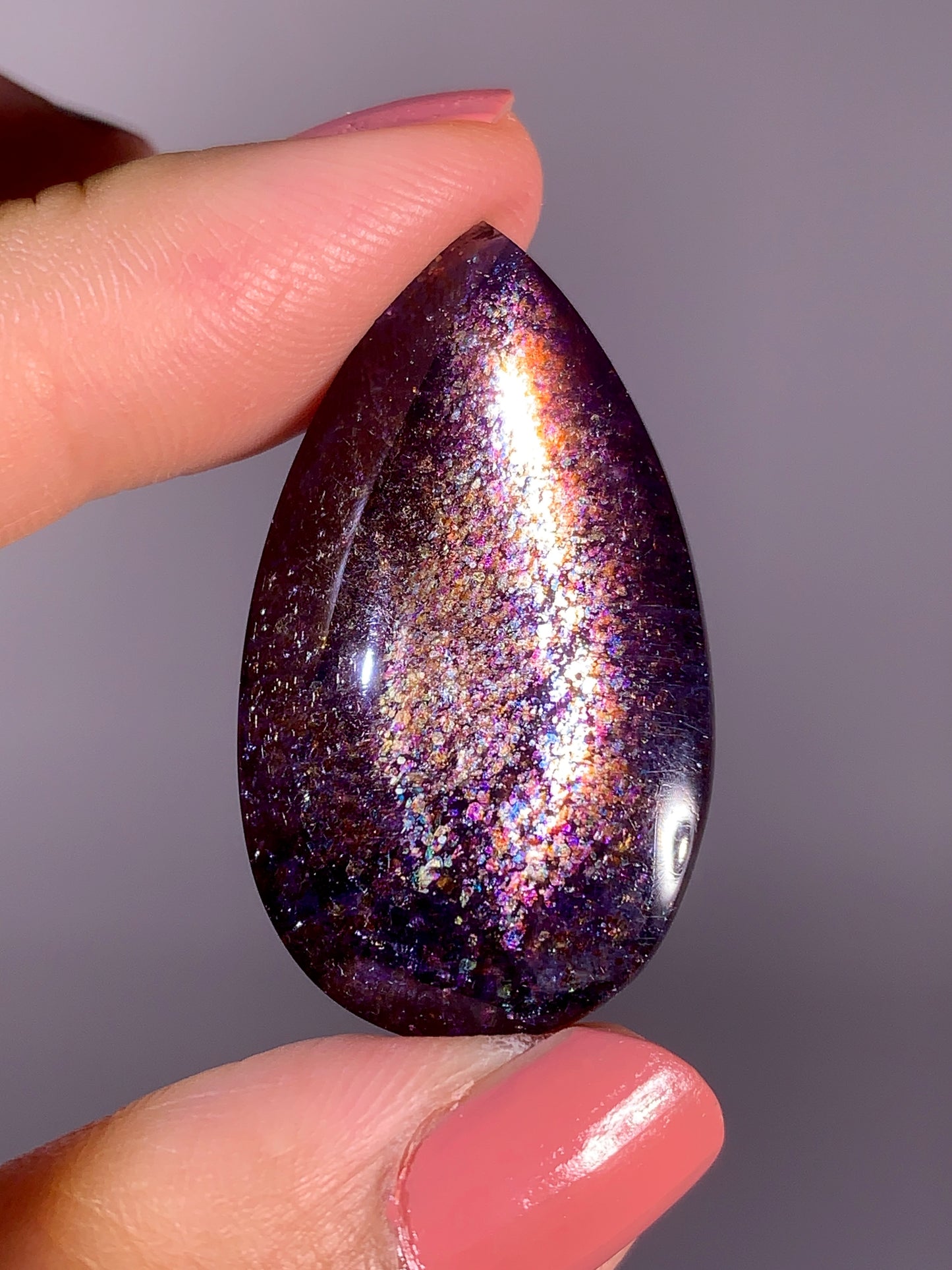 Collector-Grade Galaxy Iolite & Sunstone Bloodshot Double-Sided Cabochon | Tanzania