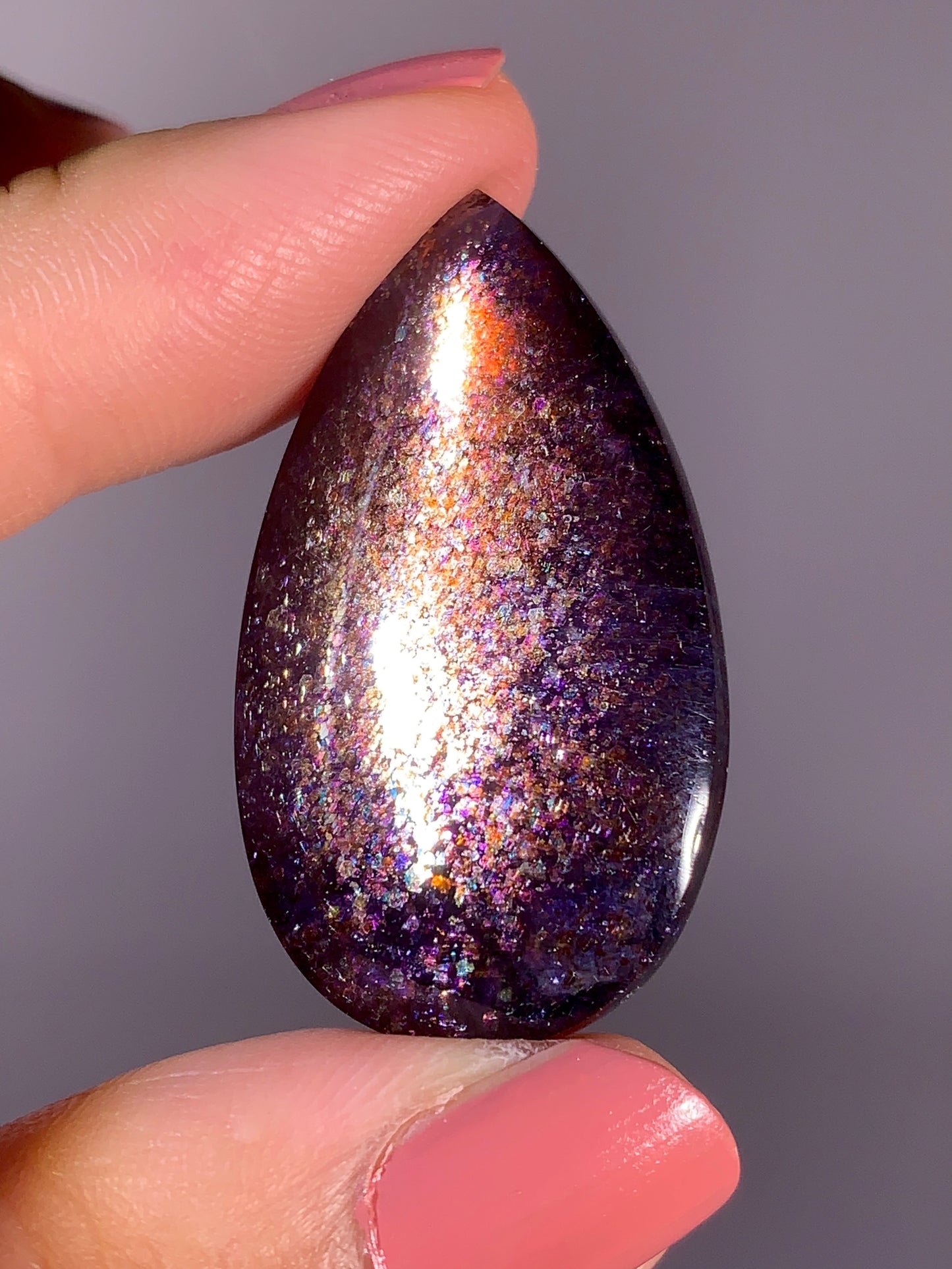 Collector-Grade Galaxy Iolite & Sunstone Bloodshot Double-Sided Cabochon | Tanzania