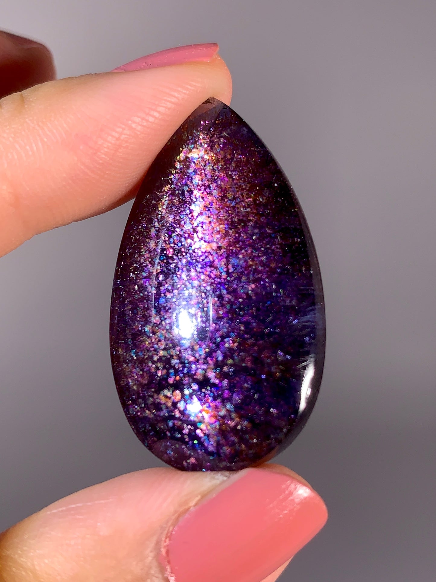 Collector-Grade Galaxy Iolite & Sunstone Bloodshot Double-Sided Cabochon | Tanzania