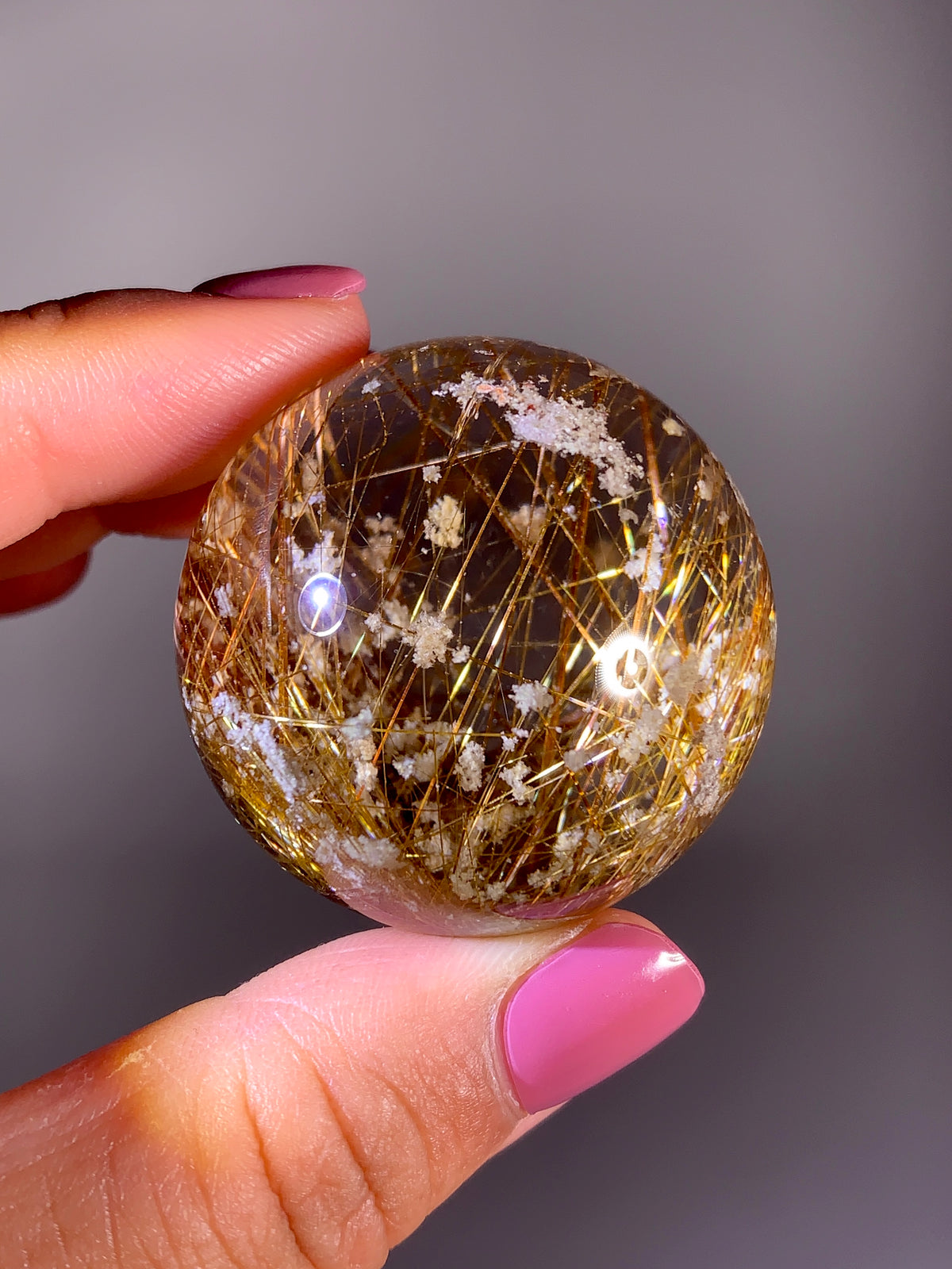 Collector's Grade Super Shiny Gold Rutile Quartz with Snow Garden Inclusions | Brazil