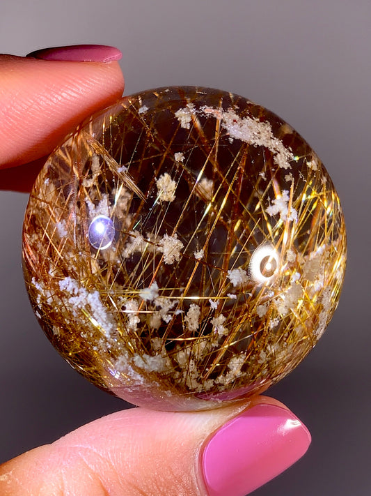 Collector's Grade Super Shiny Gold Rutile Quartz with Snow Garden Inclusions | Brazil