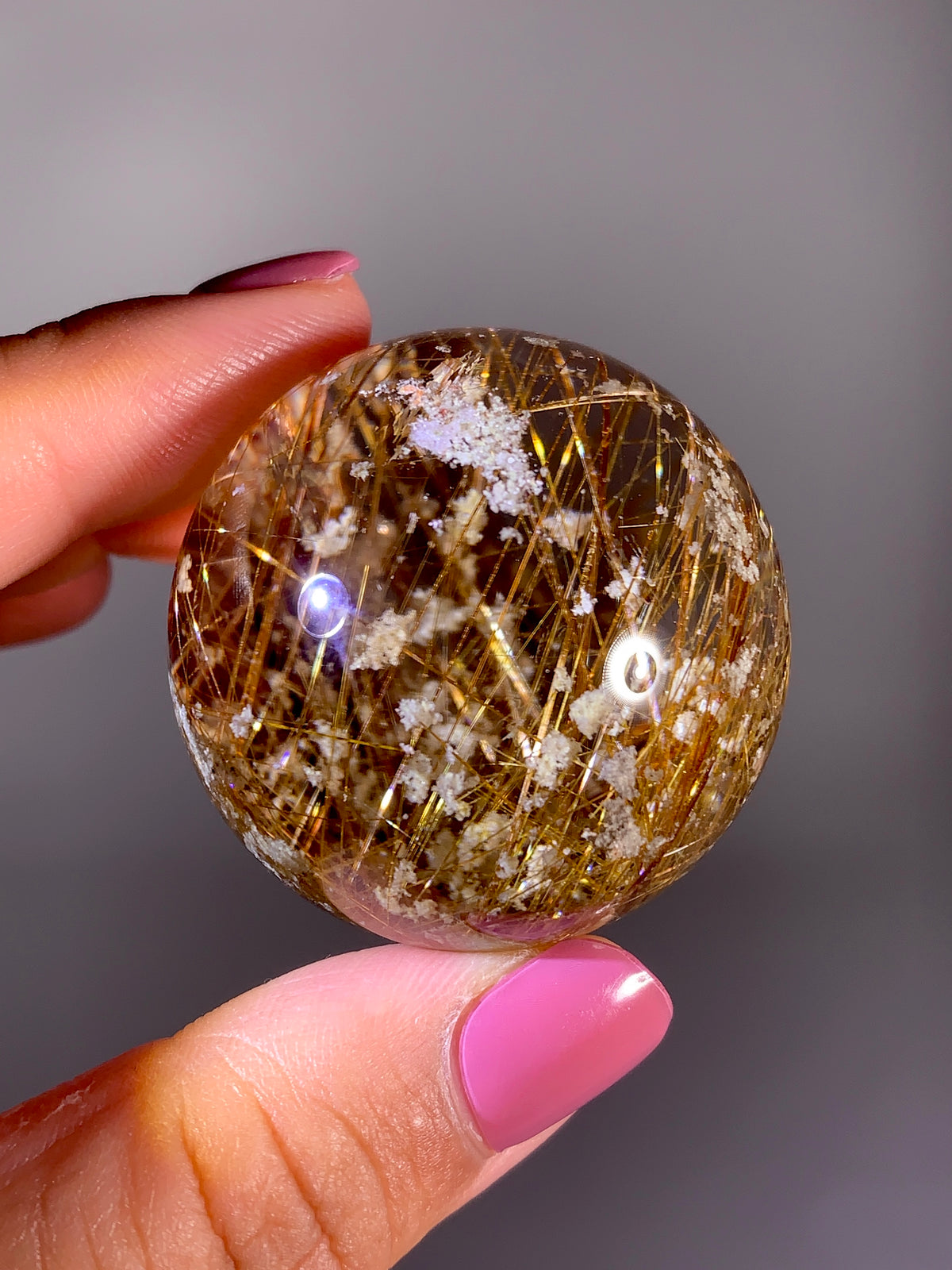 Collector's Grade Super Shiny Gold Rutile Quartz with Snow Garden Inclusions | Brazil