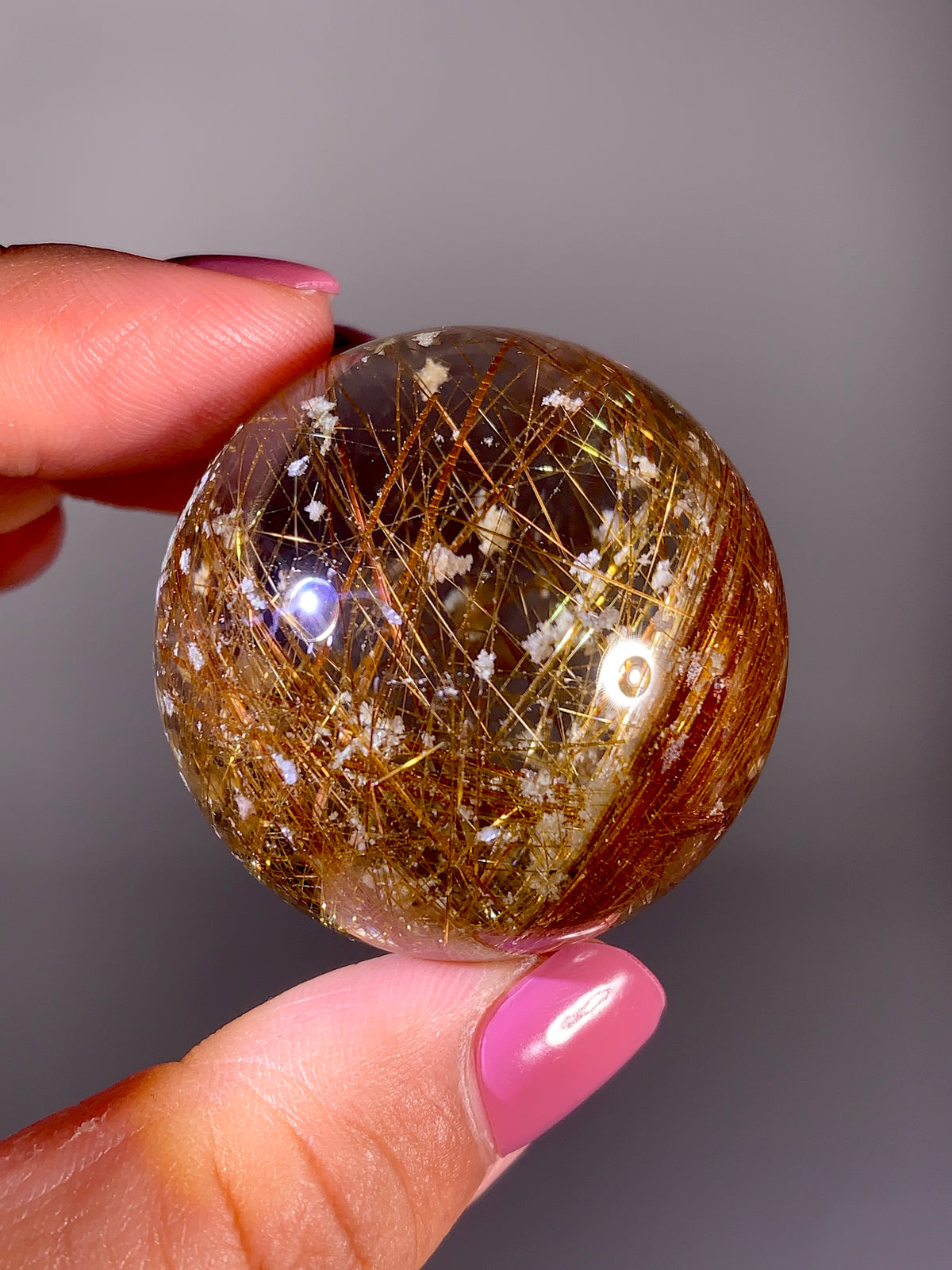 Collector's Grade Super Shiny Gold Rutile Quartz with Snow Garden Inclusions | Brazil