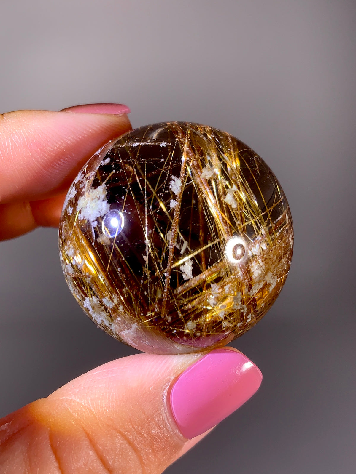 Collector's Grade Super Shiny Gold Rutile Quartz with Snow Garden & Natural Rainbow Inclusions | Brazil