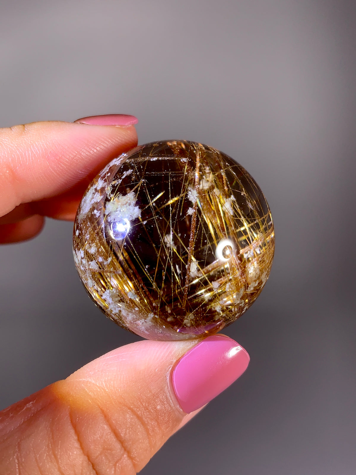 Collector's Grade Super Shiny Gold Rutile Quartz with Snow Garden & Natural Rainbow Inclusions | Brazil
