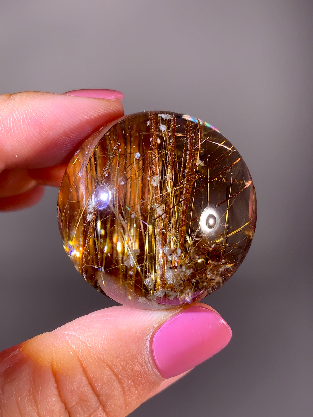 Collector's Grade Super Shiny Gold Rutile Quartz with Snow Garden & Natural Rainbow Inclusions | Brazil