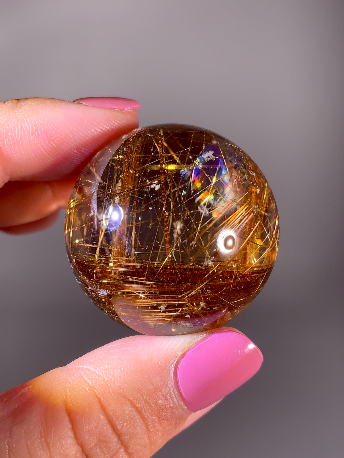 Collector's Grade Super Shiny Gold Rutile Quartz with Snow Garden & Natural Rainbow Inclusions | Brazil