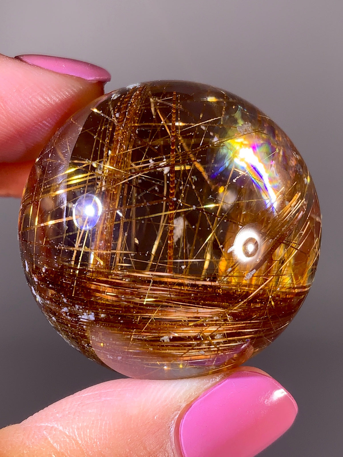 Collector's Grade Super Shiny Gold Rutile Quartz with Snow Garden & Natural Rainbow Inclusions | Brazil