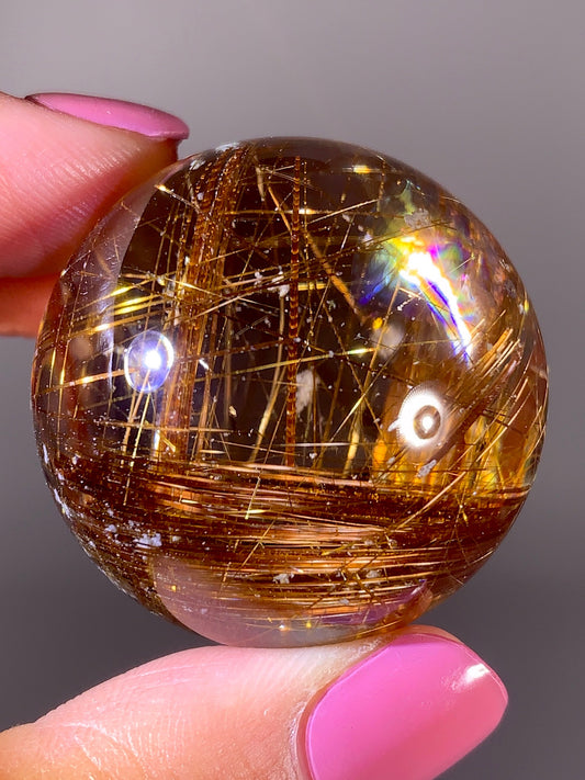 Collector's Grade Super Shiny Gold Rutile Quartz with Snow Garden & Natural Rainbow Inclusions | Brazil