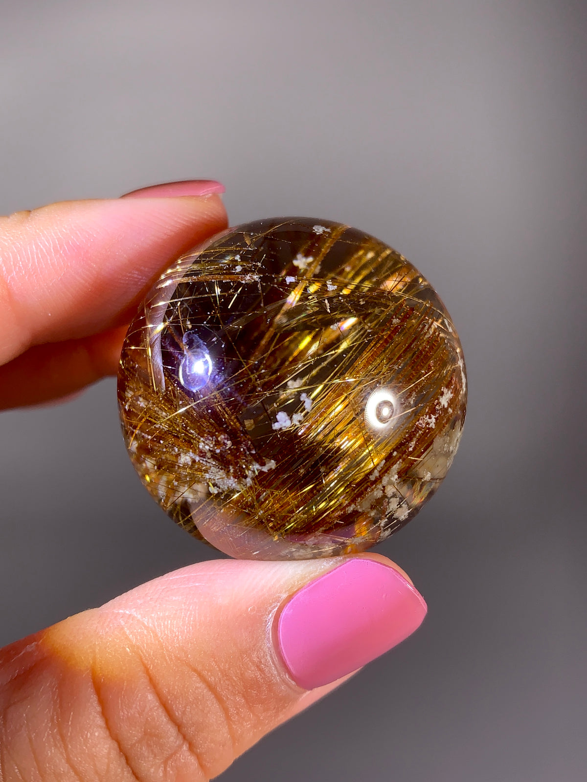 Collector's Grade Super Shiny Gold Rutile Quartz with Snow Garden & Natural Rainbow Inclusions | Brazil