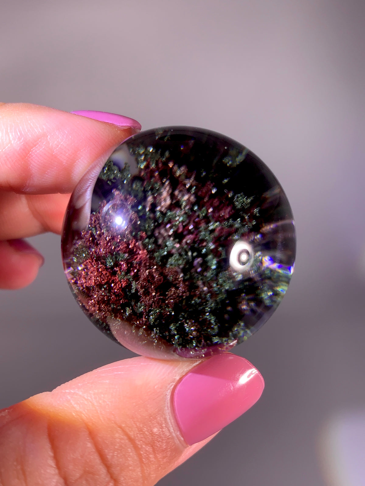 Collector’s Grade Sparkling Deep Red, Pink & Green Four-Season Garden Quartz Sphere | Brazil