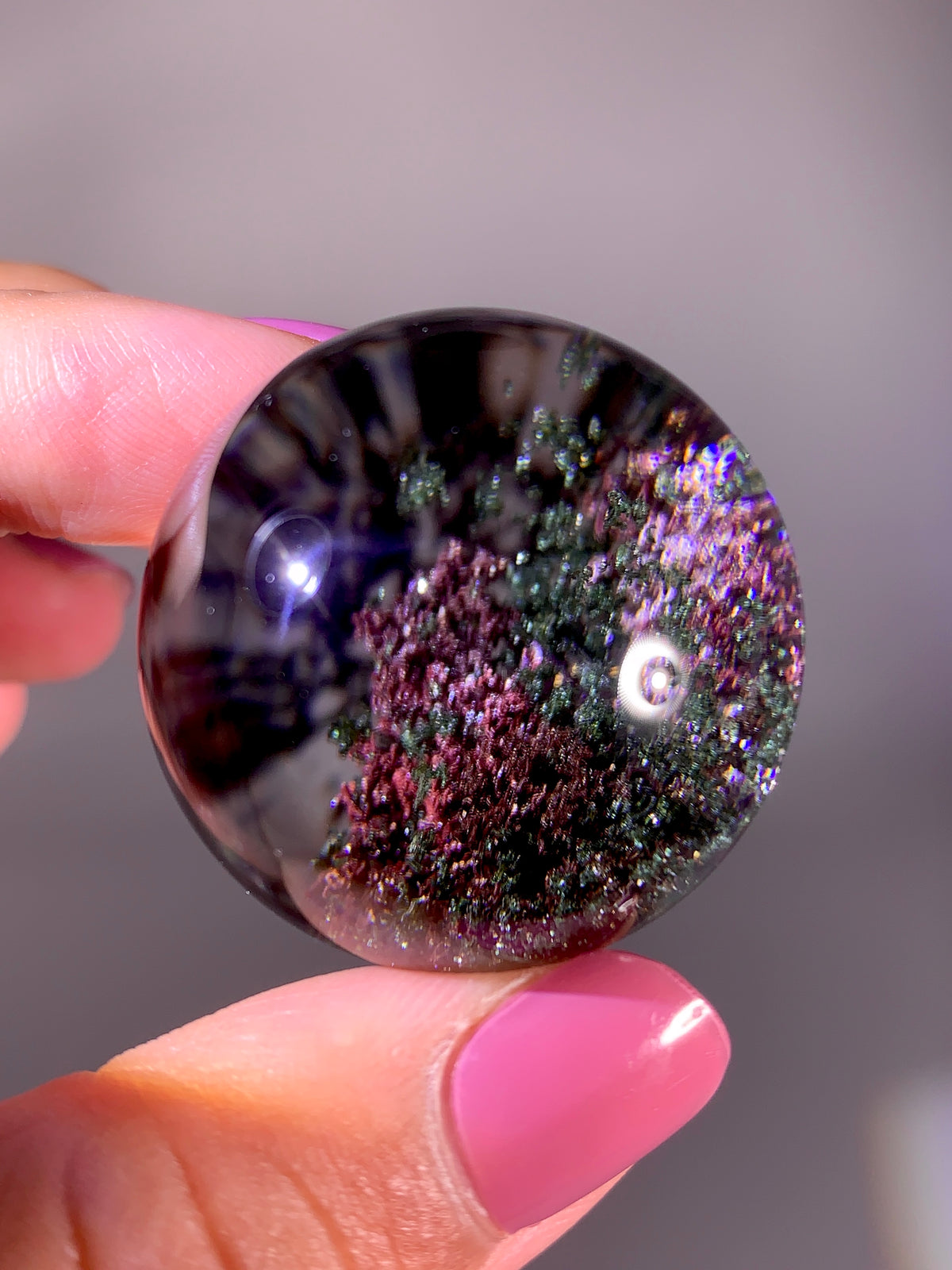 Collector’s Grade Sparkling Deep Red, Pink & Green Four-Season Garden Quartz Sphere | Brazil