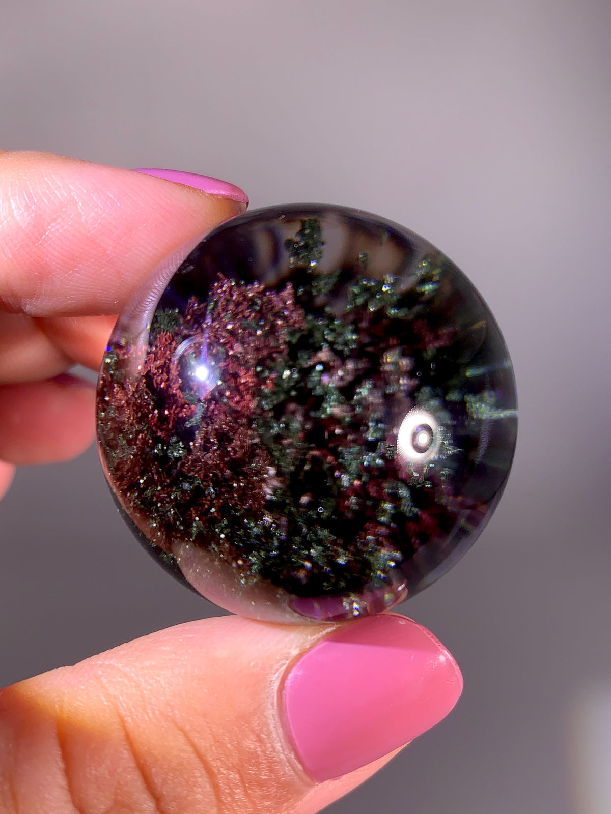 Collector’s Grade Sparkling Deep Red, Pink & Green Four-Season Garden Quartz Sphere | Brazil