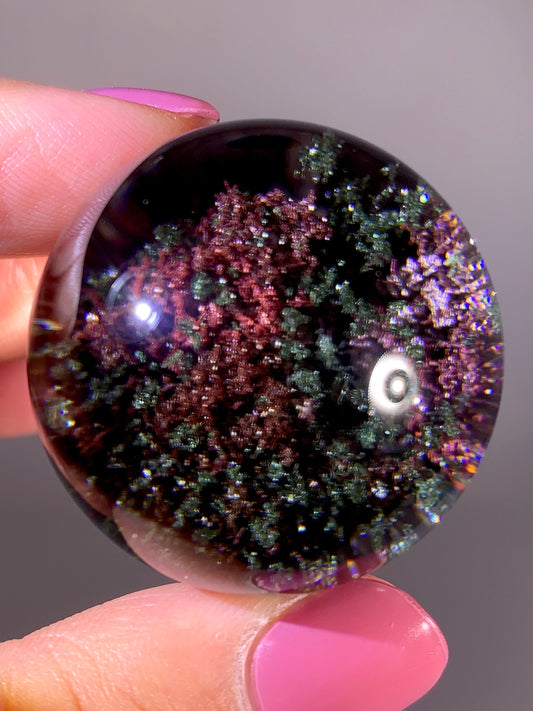 Collector’s Grade Sparkling Deep Red, Pink & Green Four-Season Garden Quartz Sphere | Brazil
