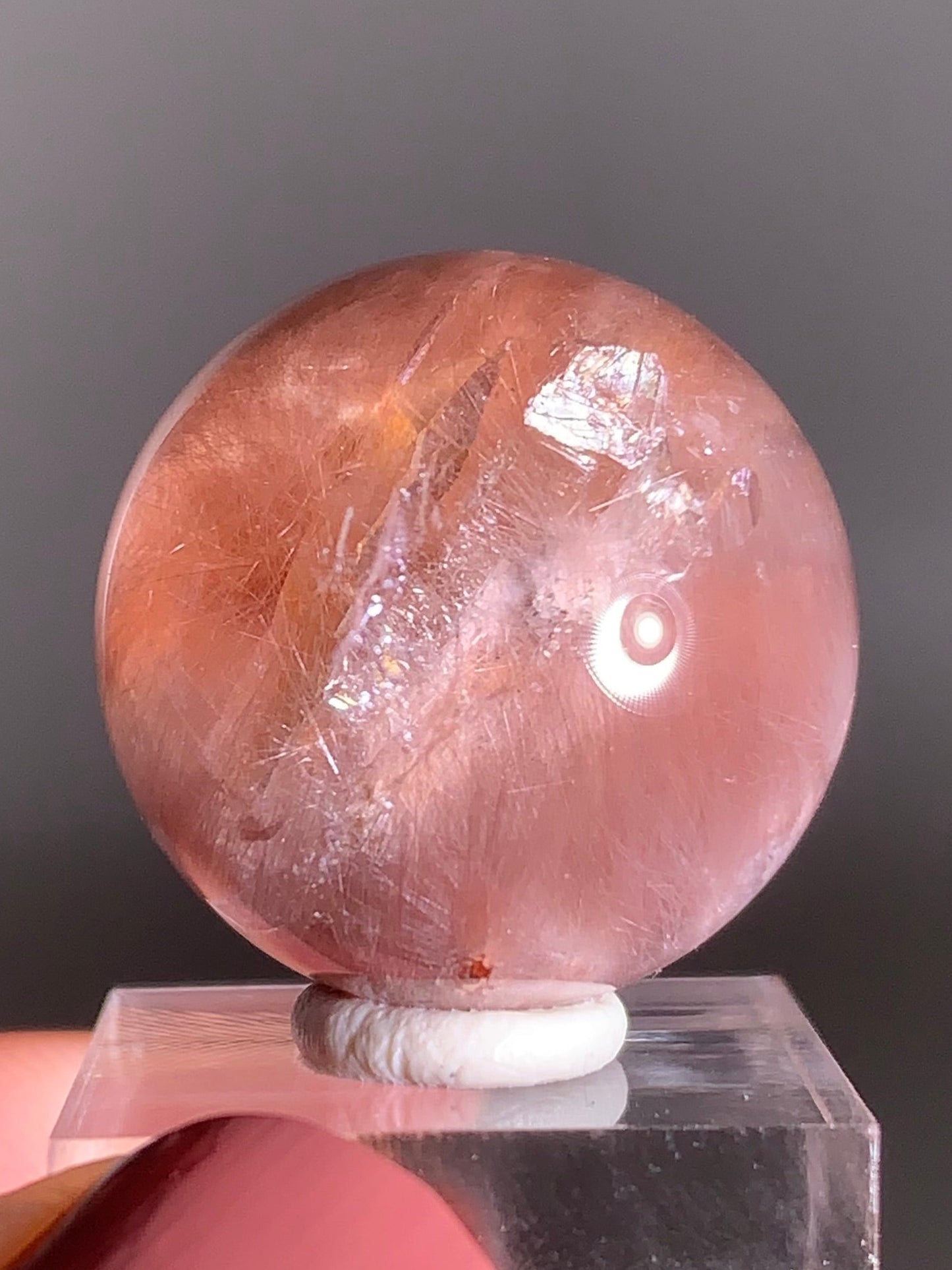 Pink Amphibole with Manifestation (Crystal-in-Crystal) Sphere – Rare Collector’s Crystal from Brazil