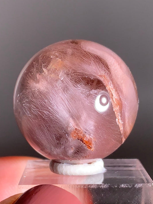 Pink Amphibole with Manifestation (Crystal-in-Crystal) Sphere – Rare Collector’s Crystal from Brazil