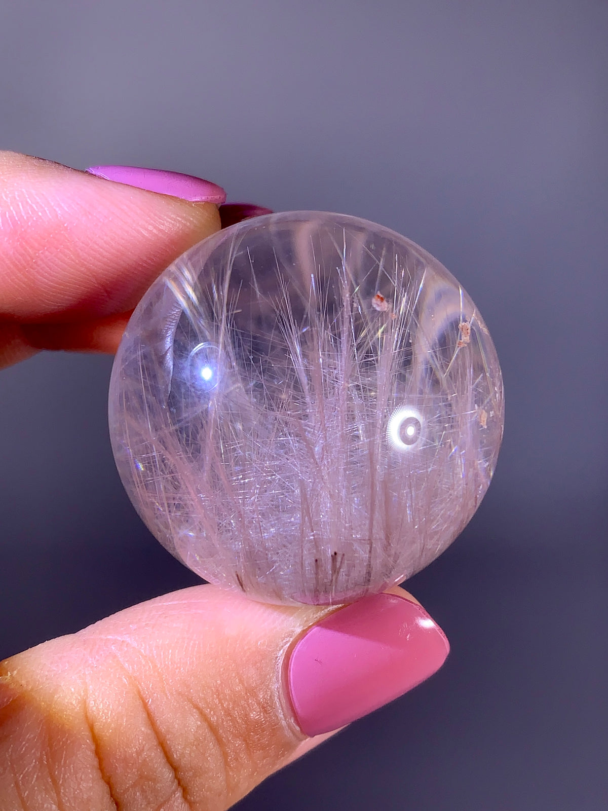 Rare Collector’s Grade Pink Tree-Shaped Rutile Quartz Sphere | Brazil
