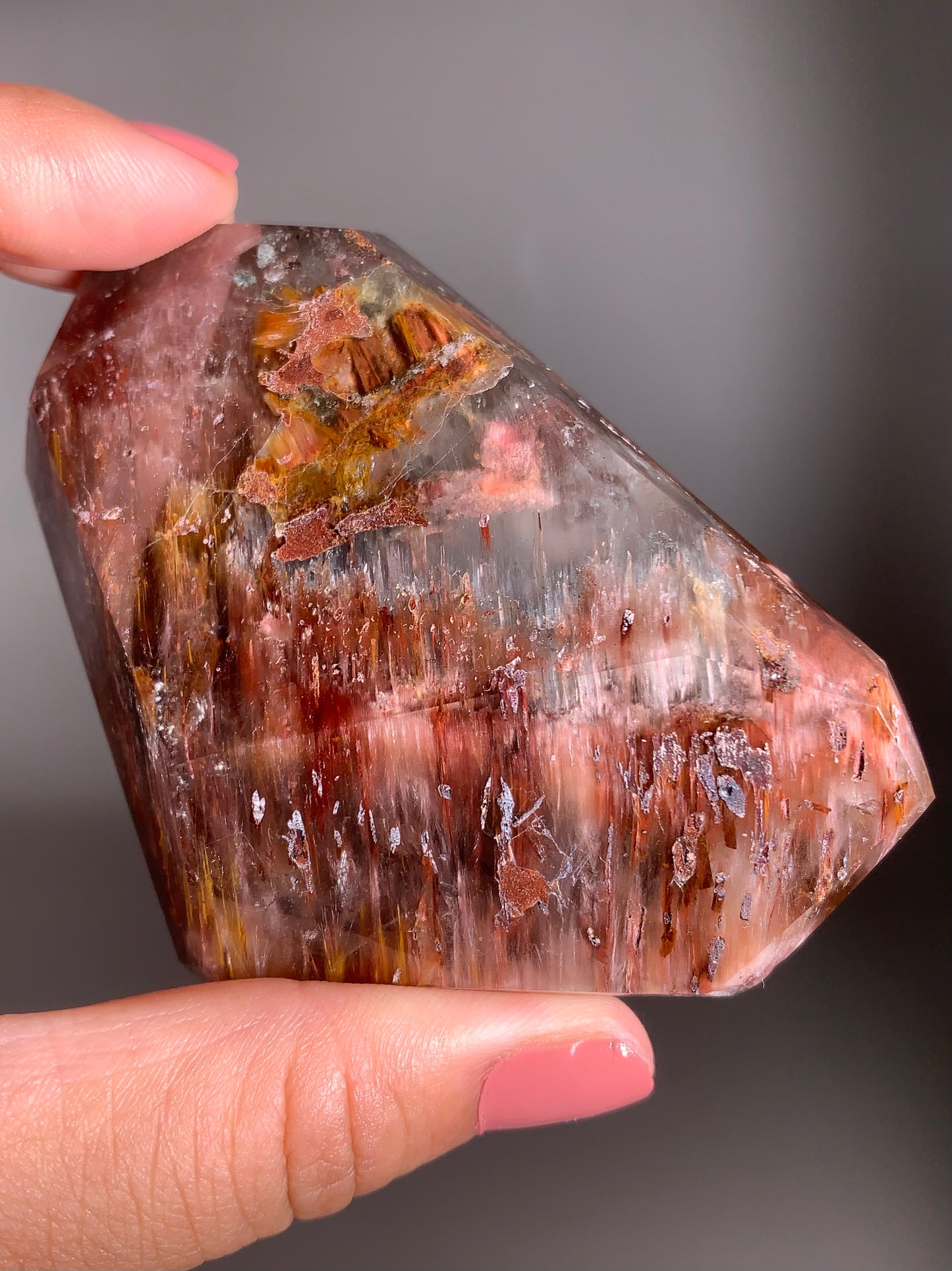 Pink Amphibole Polished Freeform | Rare Collector’s Crystal from Brazil