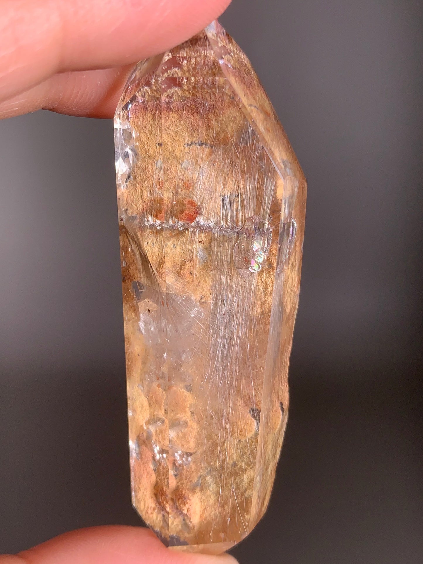 Rare Silver Brookite Rutile with Yellow Garden Quartz & Rainbow Manifestations from Brazil