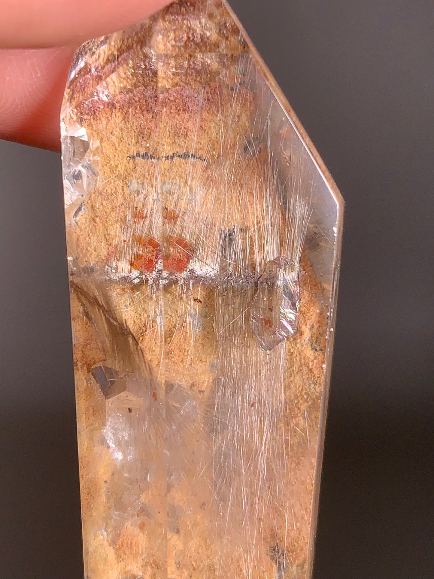 Rare Silver Brookite Rutile with Yellow Garden Quartz & Rainbow Manifestations from Brazil