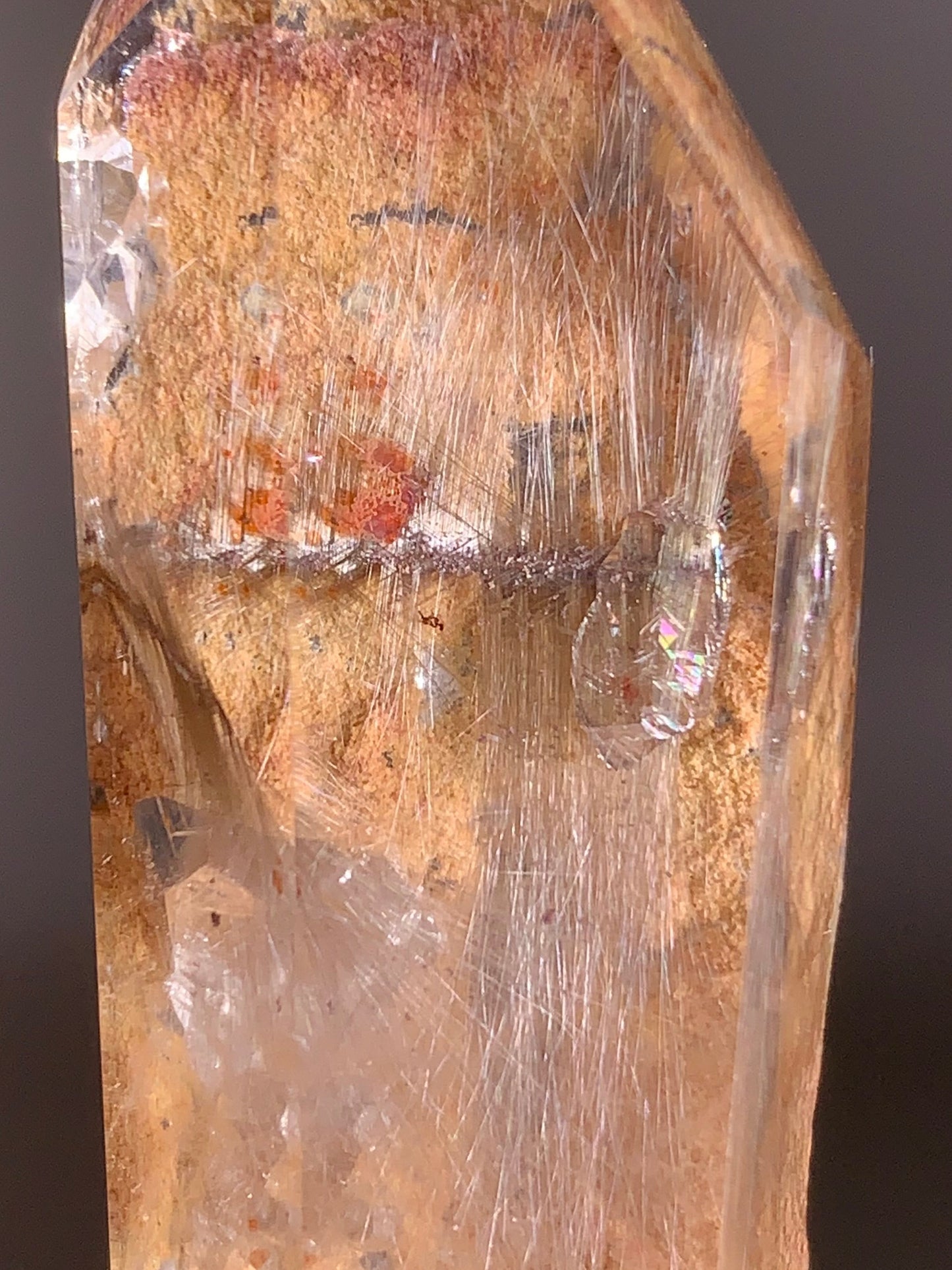 Rare Silver Brookite Rutile with Yellow Garden Quartz & Rainbow Manifestations from Brazil