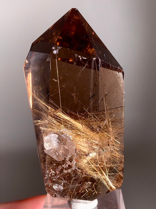 High-Quality Gold Rutile in Smoky Quartz with Manifestation Cluster | Double Terminated Crystal from Brazil