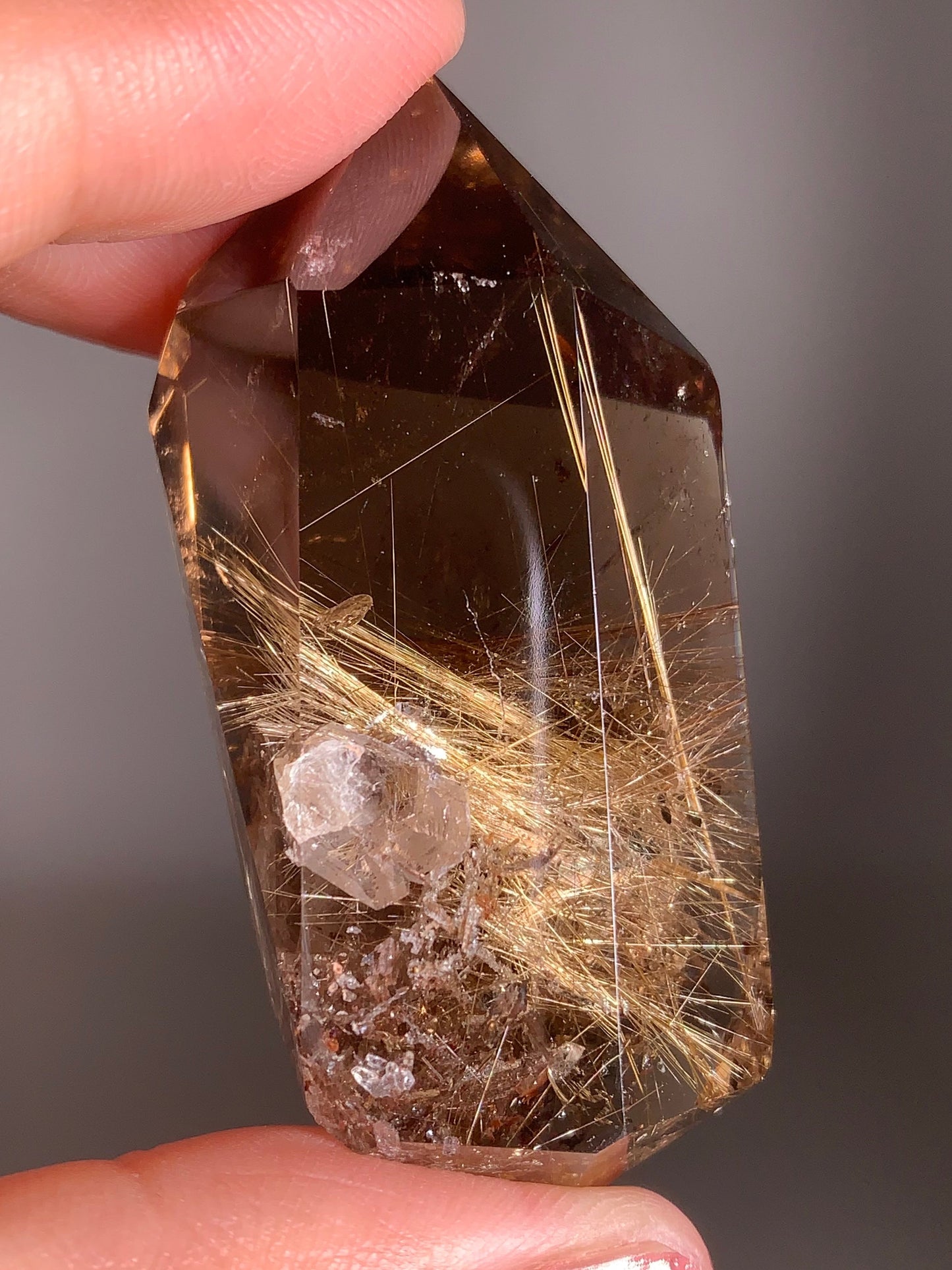 High-Quality Gold Rutile in Smoky Quartz with Manifestation Cluster | Double Terminated Crystal from Brazil