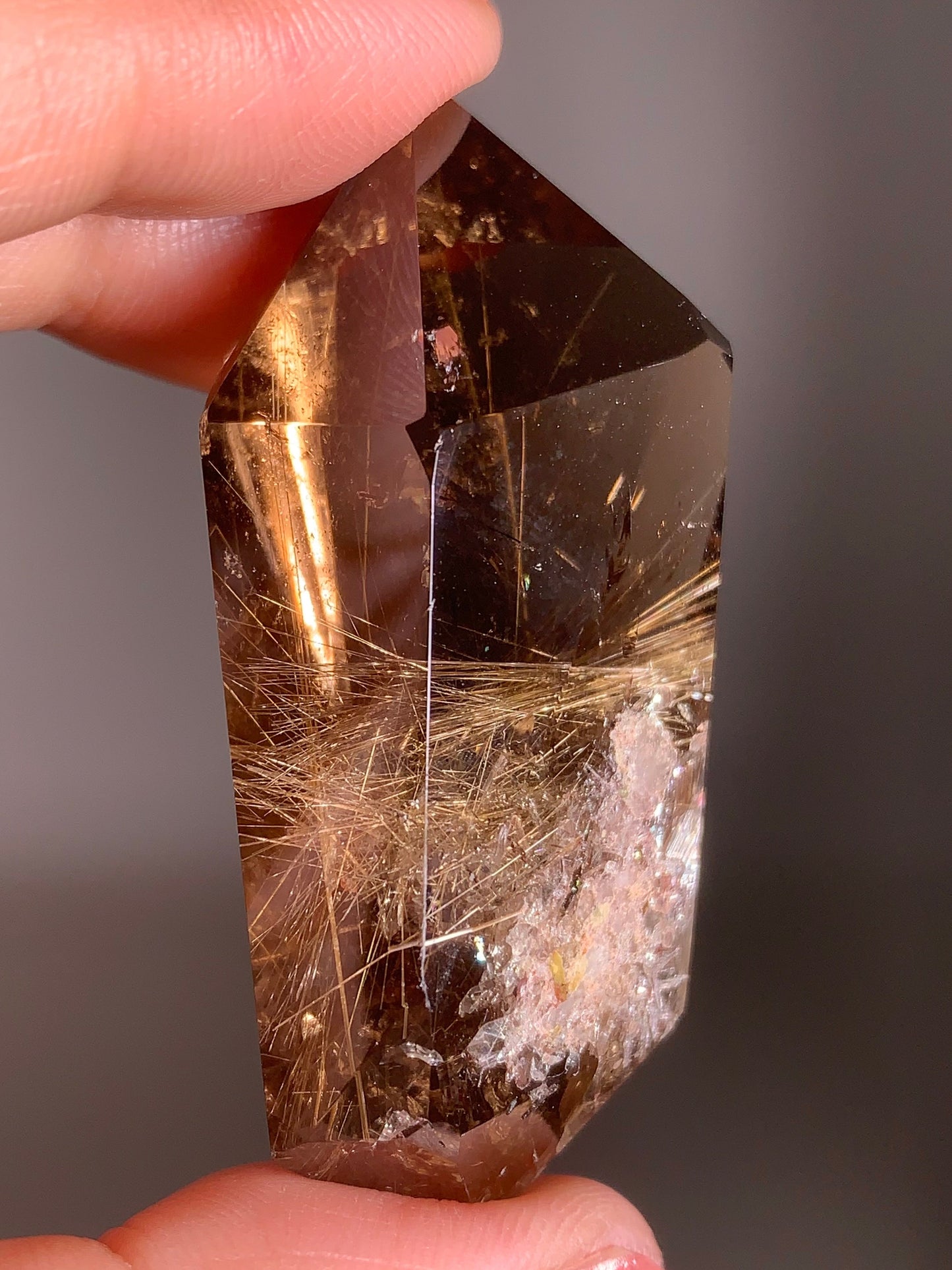 High-Quality Gold Rutile in Smoky Quartz with Manifestation Cluster | Double Terminated Crystal from Brazil