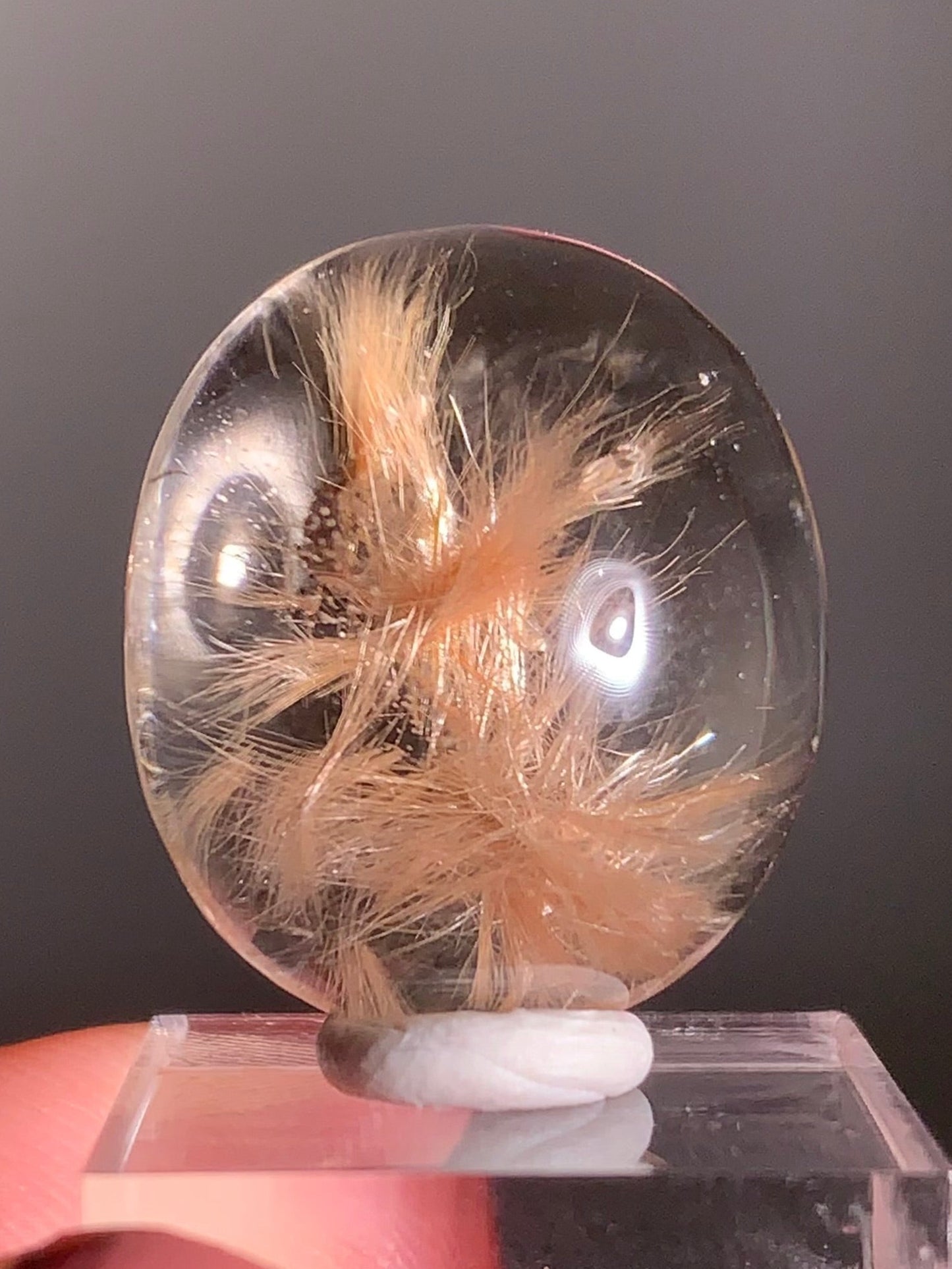 High-Quality Light Pink/Peach Rutile with Manifestation Cabochon | From Brazil