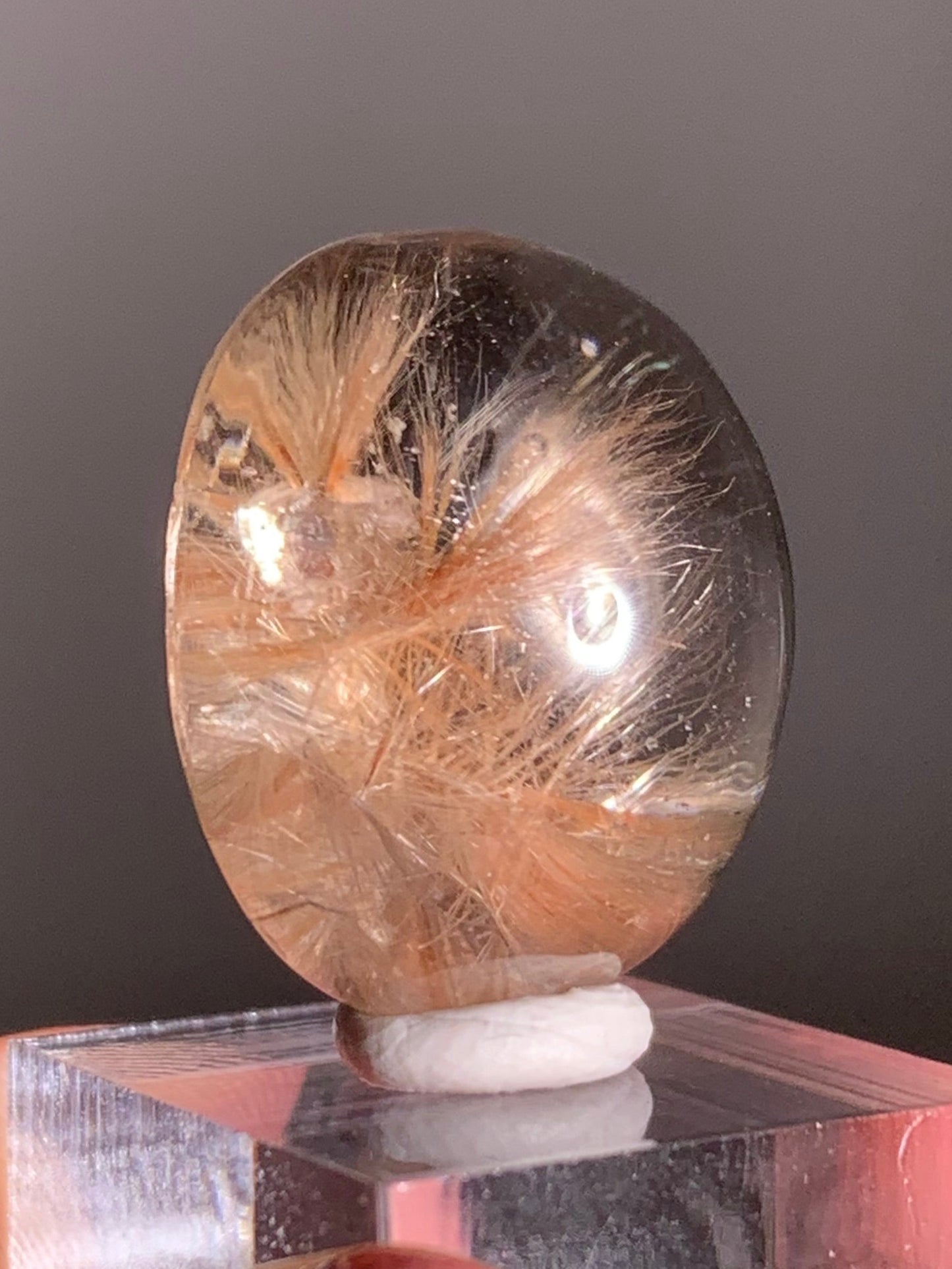 High-Quality Light Pink/Peach Rutile with Manifestation Cabochon | From Brazil