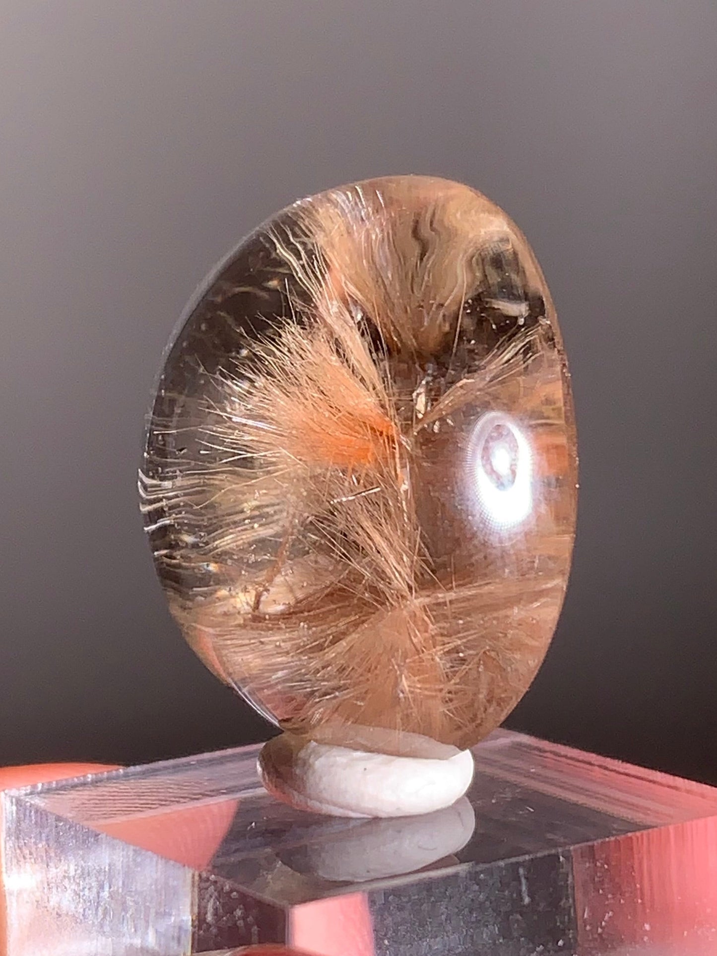 High-Quality Light Pink/Peach Rutile with Manifestation Cabochon | From Brazil