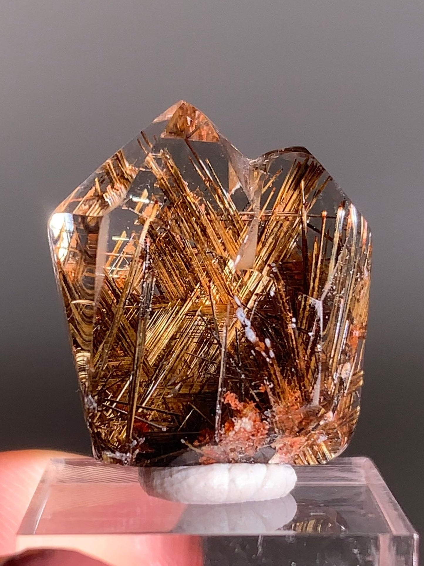 Rare Lattice Gold Rutile Quartz Polished Freeform From Brazil