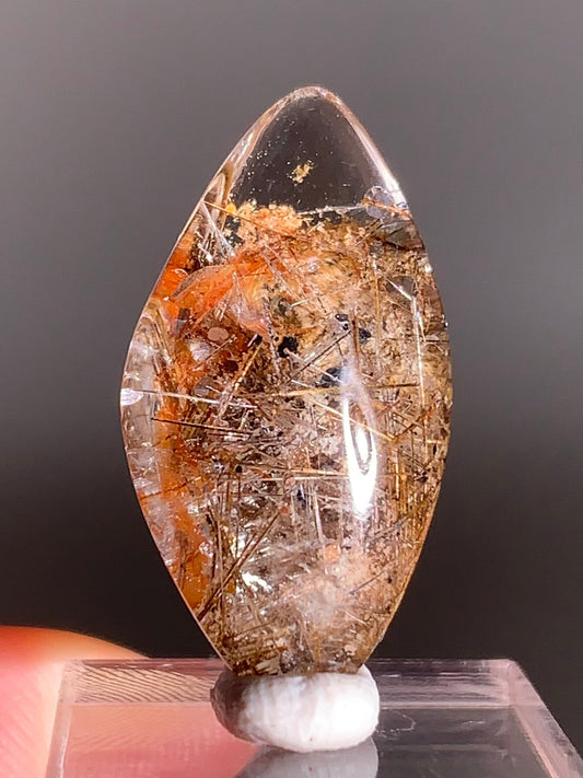 Rare Lattice Rutile with Shiny Hematite & Mica & Garden Quartz Polished Freeform From Brazil