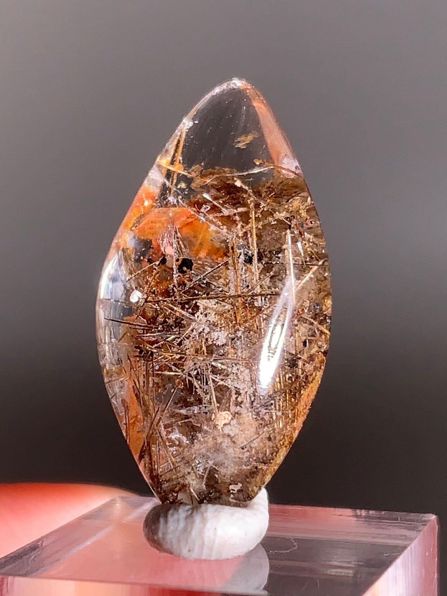 Rare Lattice Rutile with Shiny Hematite & Mica & Garden Quartz Polished Freeform From Brazil