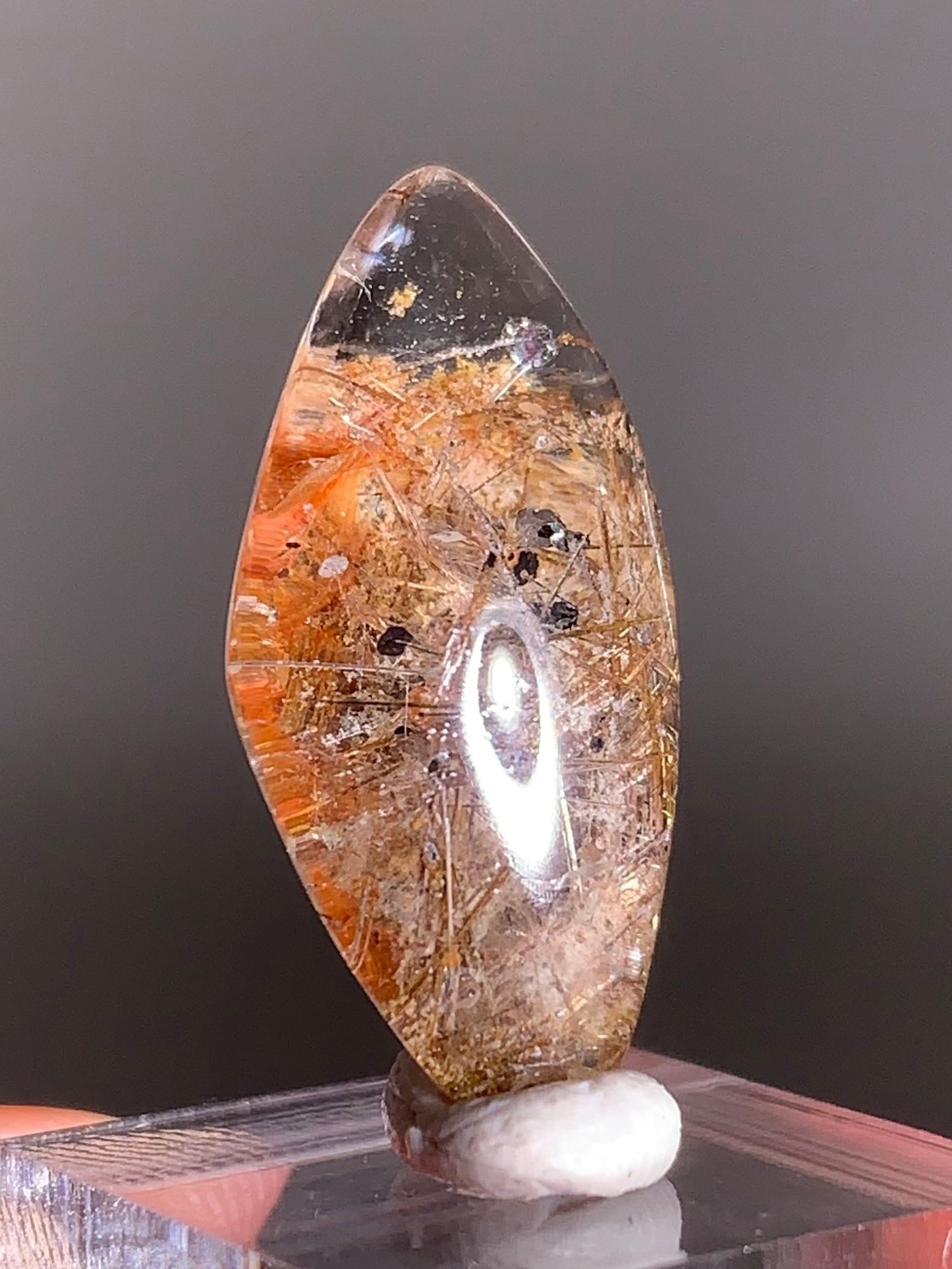 Rare Lattice Rutile with Shiny Hematite & Mica & Garden Quartz Polished Freeform From Brazil