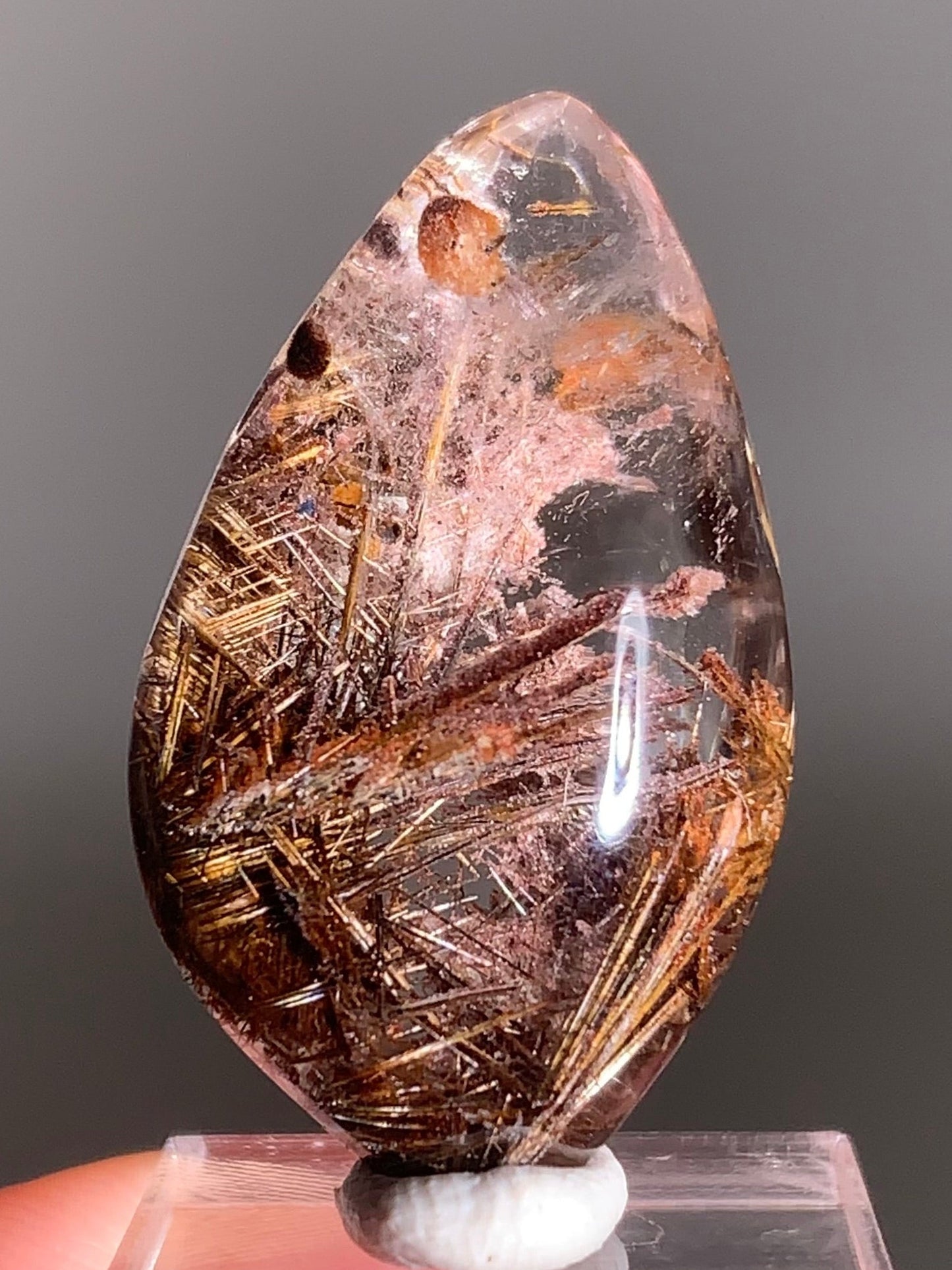 Rare Lattice Gold Rutile with Shiny Hematite, Mica & Pink Garden Quartz Polished Freeform From Brazil