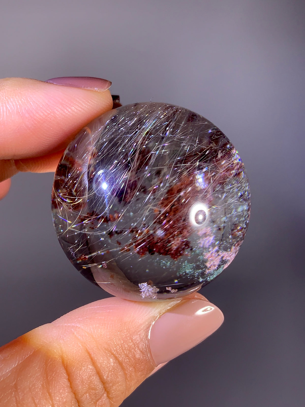 Collector’s Grade Ancient Rune Pattern Shooting Star Gold Rutile Garden Quartz Sphere | Brazil