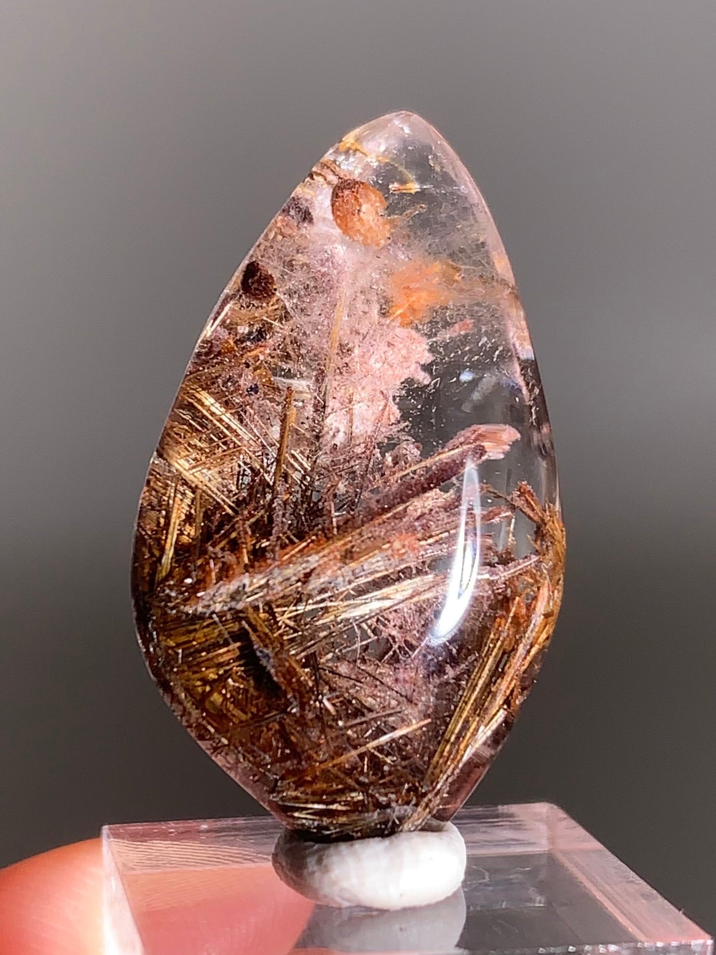 Rare Lattice Gold Rutile with Shiny Hematite, Mica & Pink Garden Quartz Polished Freeform From Brazil