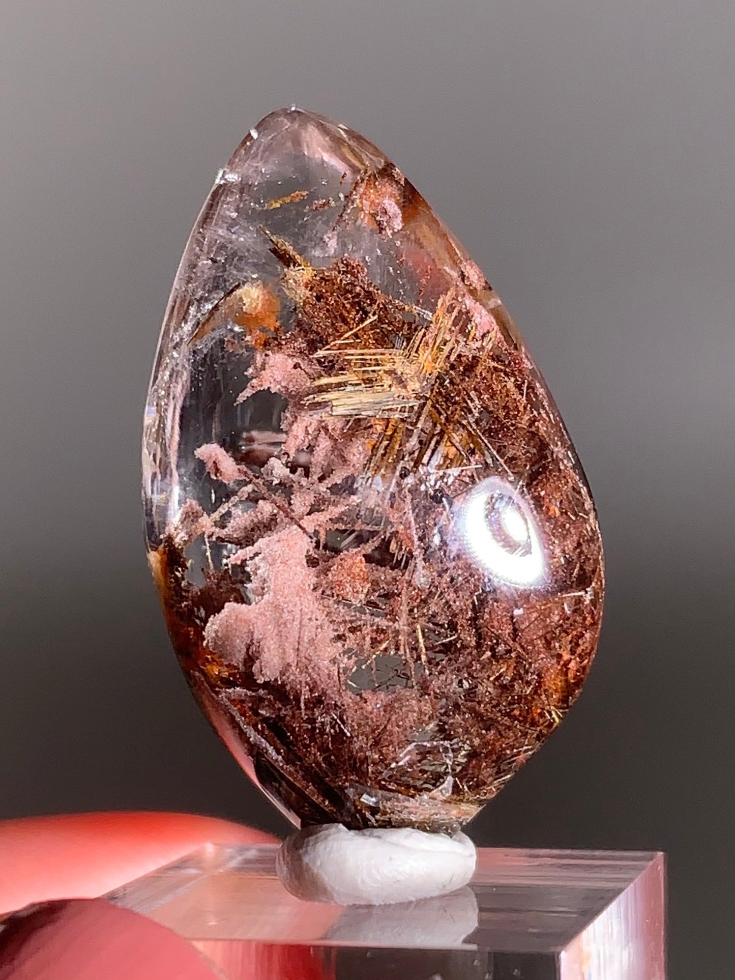 Rare Lattice Gold Rutile with Shiny Hematite, Mica & Pink Garden Quartz Polished Freeform From Brazil