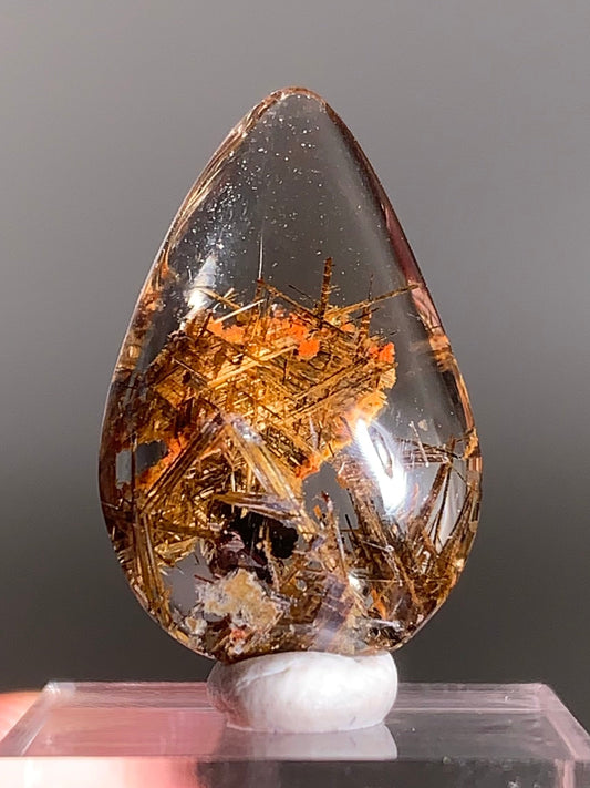 Rare Lattice Gold Rutile with Shiny Hematite, Mica & Garden Quartz Polished Freeform From Brazil