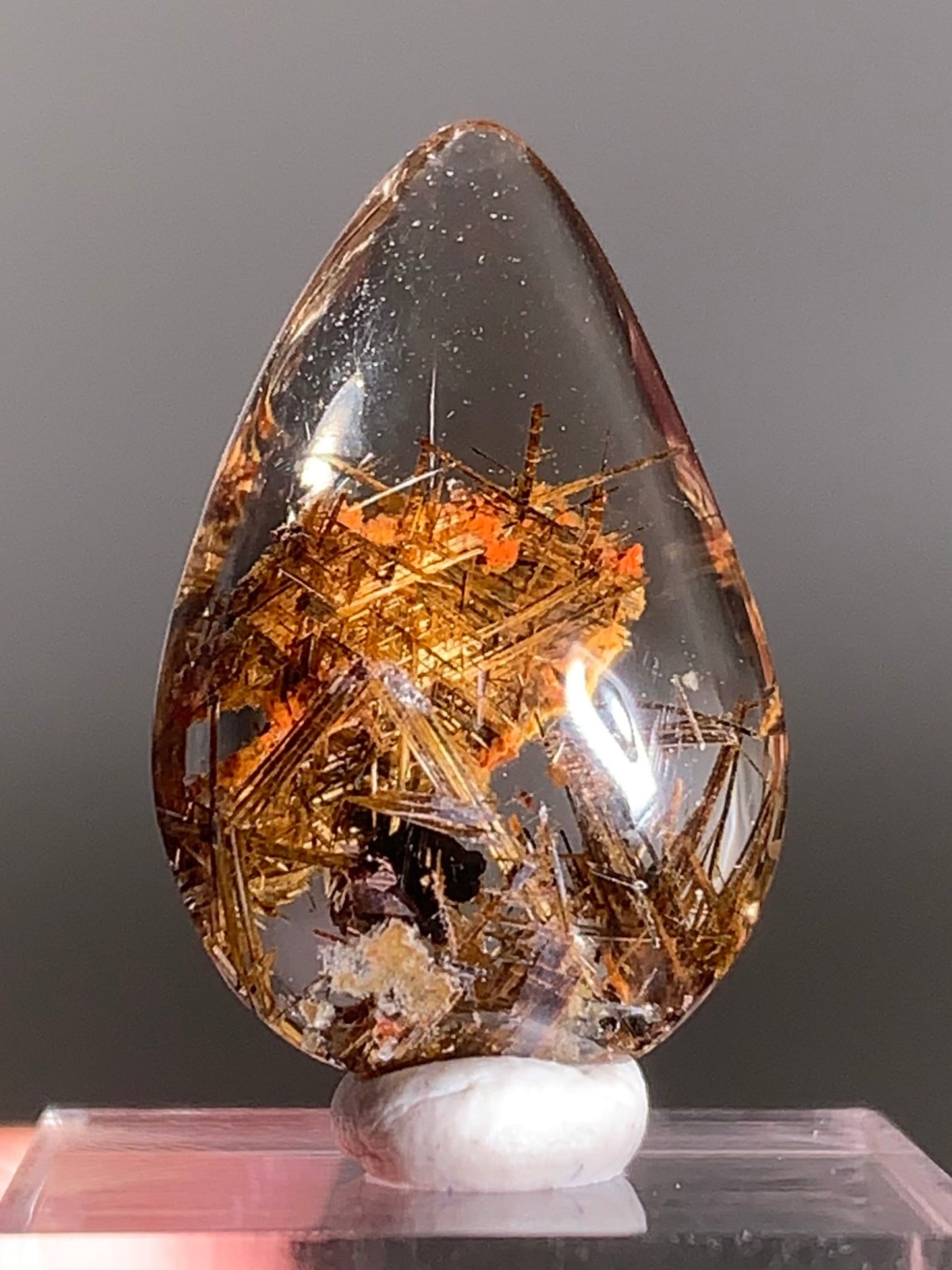 Rare Lattice Gold Rutile with Shiny Hematite, Mica & Garden Quartz Polished Freeform From Brazil